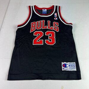 VTG 90s Champion Micheal Jordan Basketball Jersey Kids Medium Black 23 Pullover